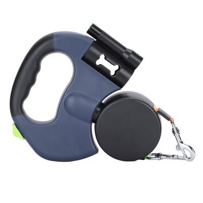 Dual Pet Walking Leash Retractable Dog Reflective Leash 360 Degrees Rotate with LED Flashlight