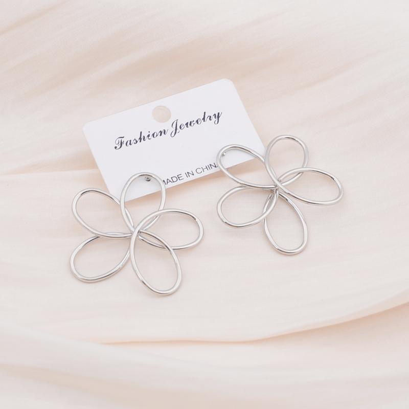 

Большие полые металлические серьги-подвески с пятью лепестками для женщин Art Brincos Hyperbole Fashion Party Jewelry серебряный