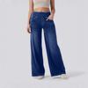Women Wide Leg Jeans with Zipper Pockets Loose Fit High Waist Denim Pants Full Length Casual Bottoms for Work and Daily Wear