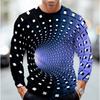 Cool 3D Vortex Print Long Sleeve T-Shirt, Stylish and Unique.