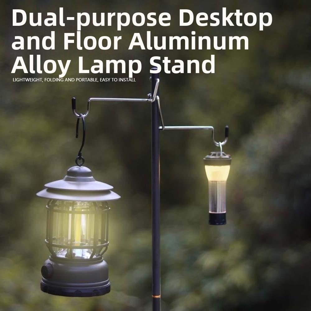 Adjustable Folding Lamp Stand Polyester Portable Lantern Holder Camping Lamp Rod  Yard
