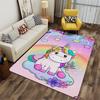 Rainbow Unicorn On Cloud with Floral Accents Non-slip Rug Suitable for Living Room and Bedroom Sofas