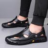 Fashion Men's Casual Black Hallow Sandals Fashion Business Soft Leather Shoes Male Summer New Designer Thick Soled Sandals Man