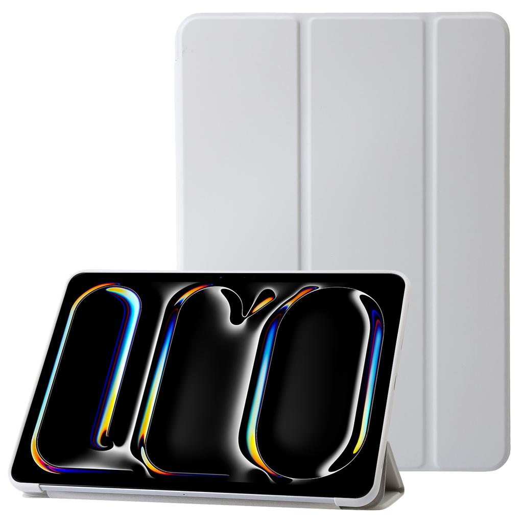 Für iPad Pro 13 (2024) Hülle Dreifach-Ständer Leder+Silikon Tablet-Hülle