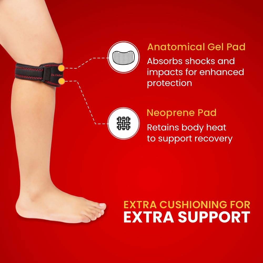Dr.Ortho Patellar Knee Support Adjustable Neoprene Knee Stabilizer Band With Anatomic Gel Pad | Brace For Knee Pain, Tendonitis, Running, Hiking,