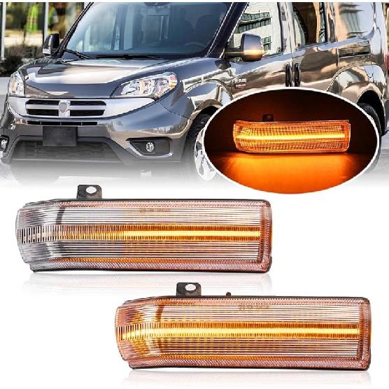 LED Side Mirror Marker Lights for 2015-2022 Ram ProMaster City SLT Tradesman Base Dynamic Amber LED Turn Signal Lamps Clear Lens Left Right Ourside