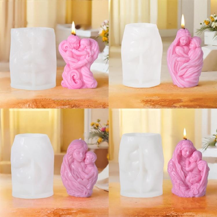 Creative Silicone Molds Mother and Child Candle Figures Moulds Silicone Texture Perfect for Candle Crafting Enthusiasts
