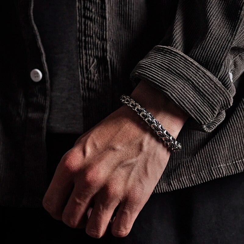 HX European and American Fashion Light Luxury Bracelet Trendy Male Personality Thick Dragon Scale Retro Jewelry Birthday Gift