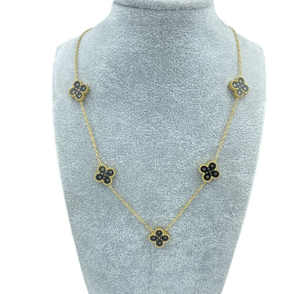 13MM Titanium Steel 5 Flowers Double Sided Shell Star Pattern Shell Lucky Four Leaf Clover Necklace