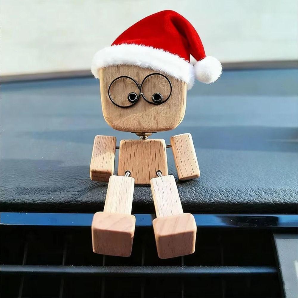 12 Expressions Christmas Shaking Wooden Man Leg-swinging Leg Shaking Wooden Figure Desktop