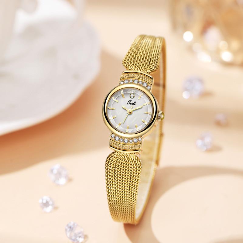 Gedi Ladies Vintage Style Quartz Watch With Stainless Steel Band For Elegant Women