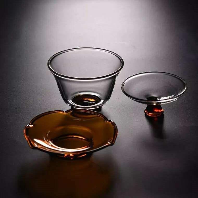 Chinese Glass Teacup Cover Bowl Transparent Heat-resistant Cover Bowl Kung Fu Tea Cup with Lid Travel Teaware Household Gift