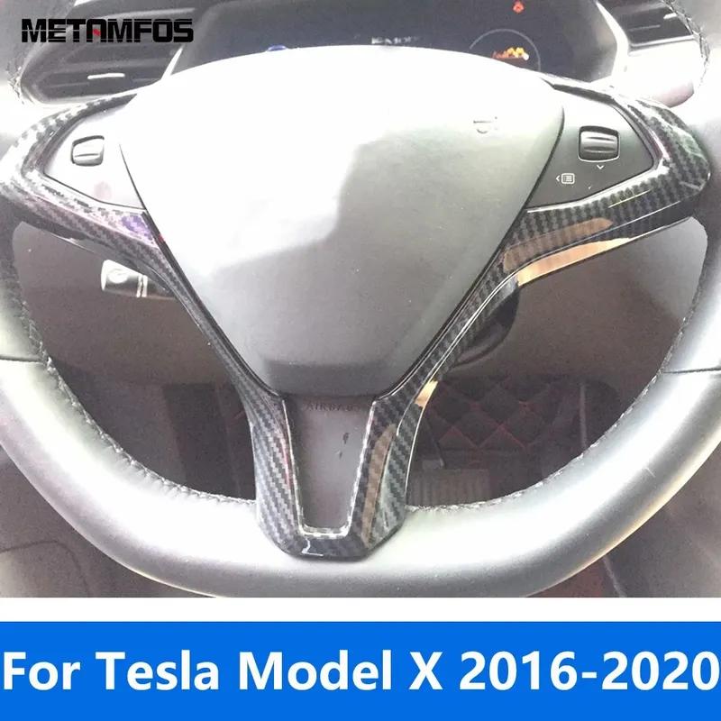 Steering Wheel Cover Trim Sticker For Tesla Model X 2016 2017 2018   Carbon Fiber Interior Accessories Car Styling