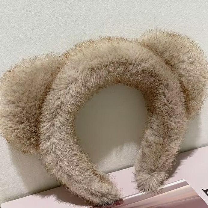 

Women s New Plush Bear Ears Headband – Cute, Wide-Edge Hair Accessory for Autumn & Winter Face Washing