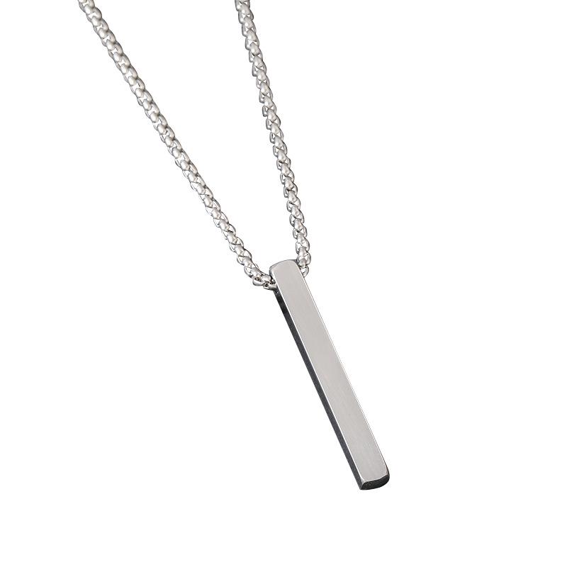Engraved Stainless Steel Cubic Pillar Necklace – Festival Gift with Laser Color Printing
