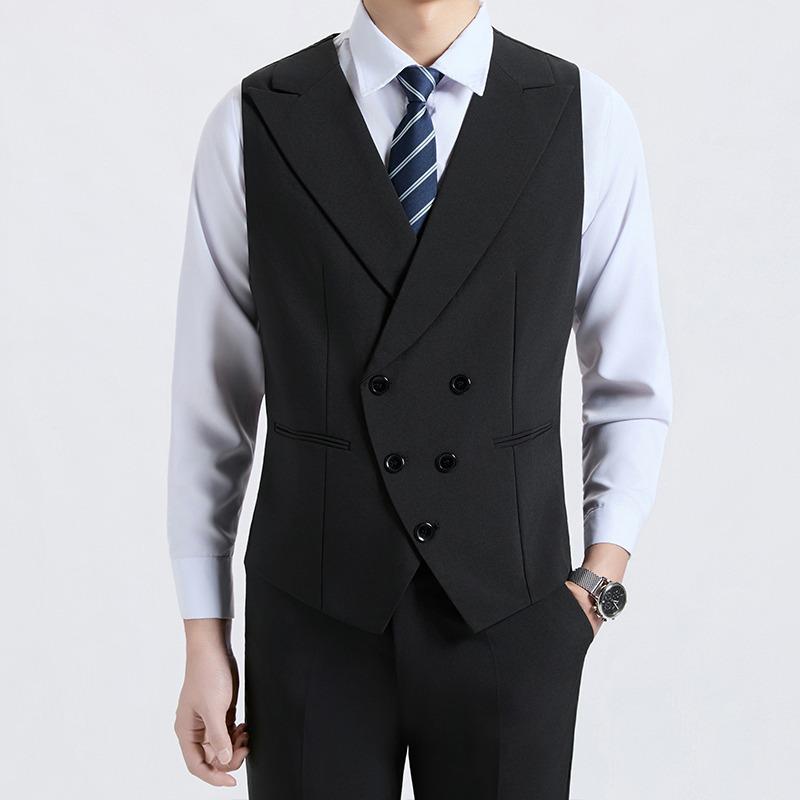 Мужской свадебный жилет в британском стиле, двубортный, с лацканами «шаль» L