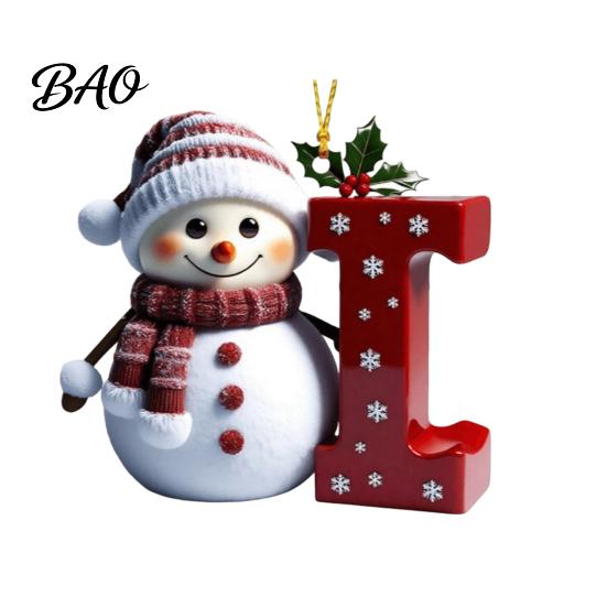 Acrylic Holiday Keepsake Gifts 2D Snowman Christmas Ornaments, Personalized Letter Ornaments for Tree, Unique Souvenirs Initial Ornament, Ornament DIY