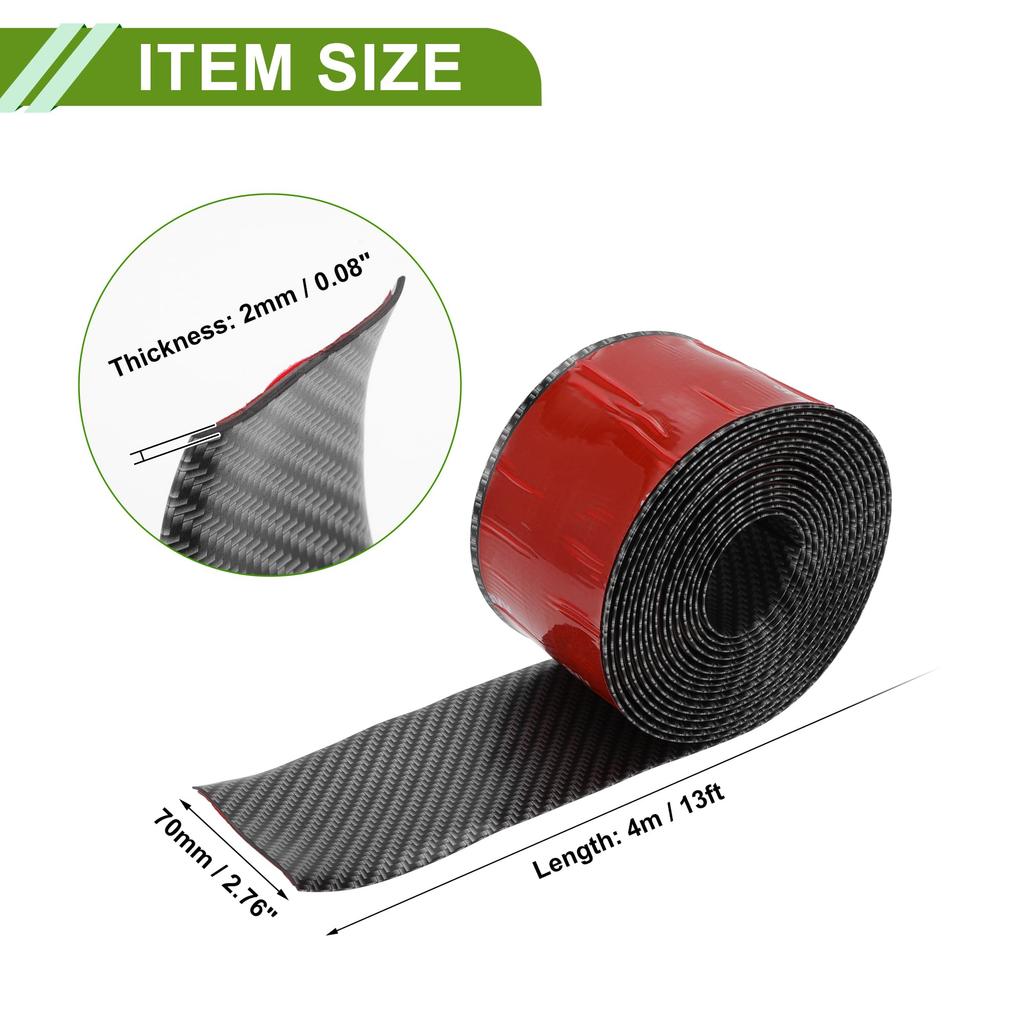 HOPESPANNER Universal 13ft x 2.76inch Car Side Skirt Protector Adjustable Side Edge Guard PVC 1PC Carbon Fiber Pattern Black