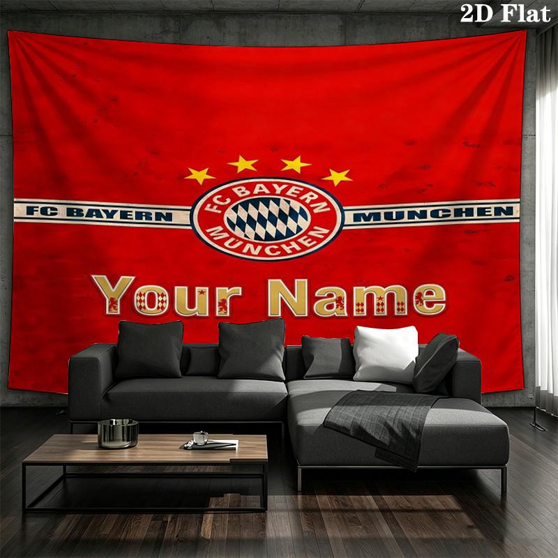 Bayern Munich Fan Gear Custom Name Wall Tapestry Aesthetic Wall Hanging Printed Fabric Blanket Decorative Tapestries For Bedroom Living Room Home Deco