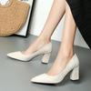 2025 Spring Women's Korean Style Pointed Toe Chunky Heel Slip-On High Heels - Simple Fashion Work Shoes