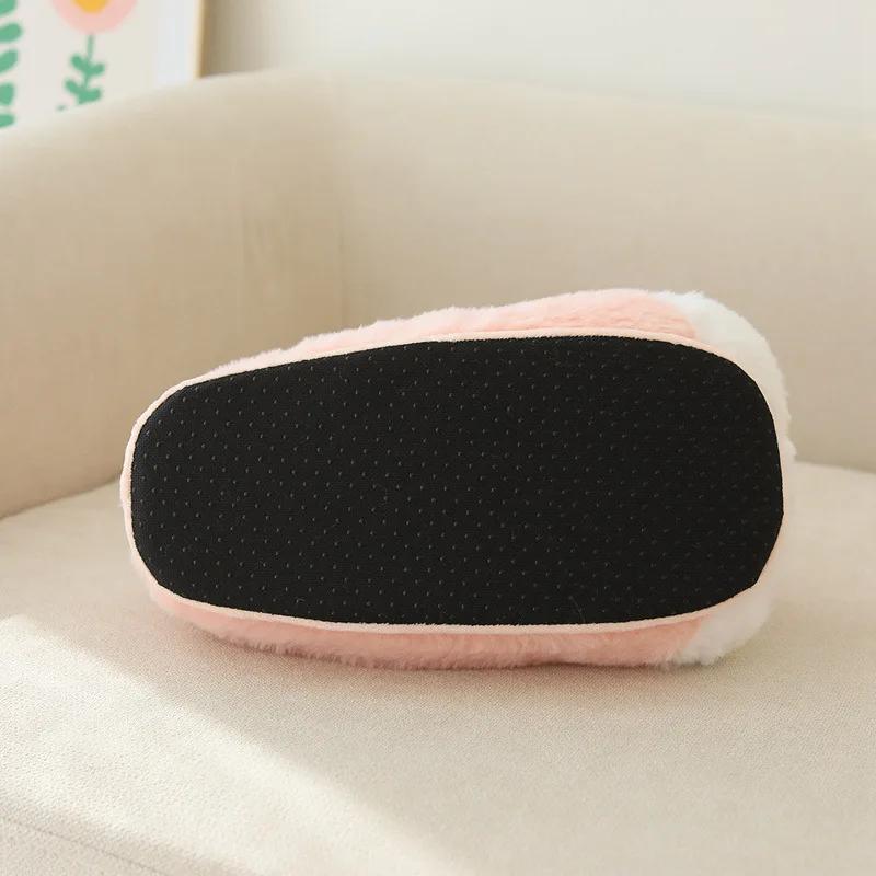 Fashion Cute Rabbit Shoes Women Winter Slippers Warm Plush Soft Sole Girls Indoor Home Floor Slipper Pink Color Ladies Cartoon Footwear