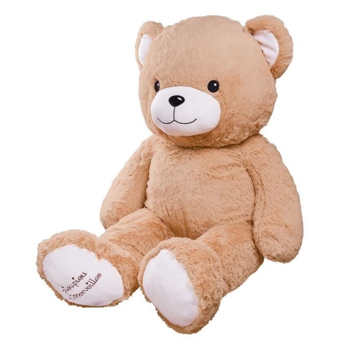 Peluche Géante - Gaston - Ours - 100cm - Beige - Fabriqué En France