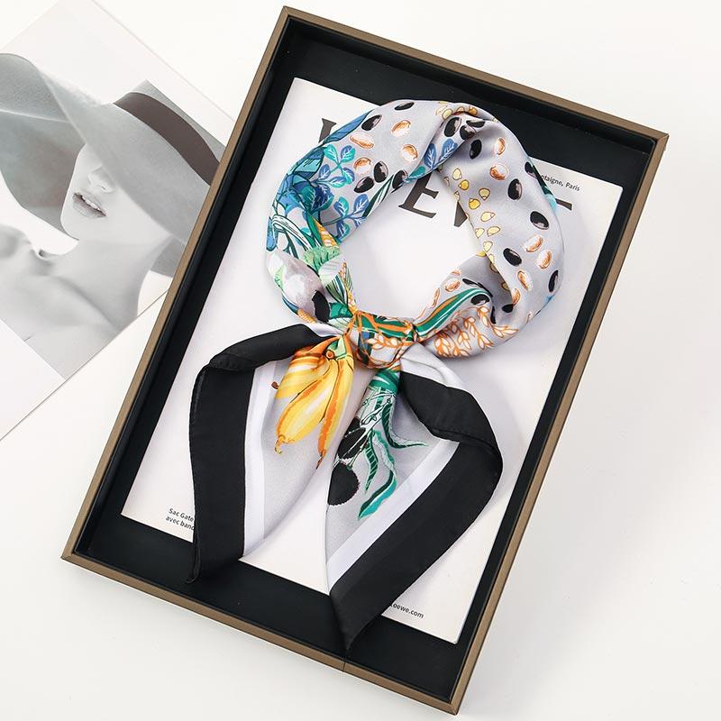 

2026 Women s Silk Scarf Luxury Printed Scarves Floral Decorations Small Neckties Hairbands Bags Bandana 70x70cm