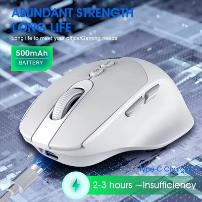 Lightweight Noiseless Dual Mode Wireless Mouse Bluetooth 2.4G Silent Click DPI Adjustable, 500mA Battery Display Best-Seller