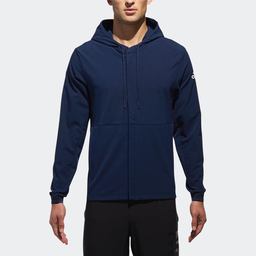 Adidas Woven Jacket Solid Color Soft Hooded Coat Men Jackets Blue CV5343