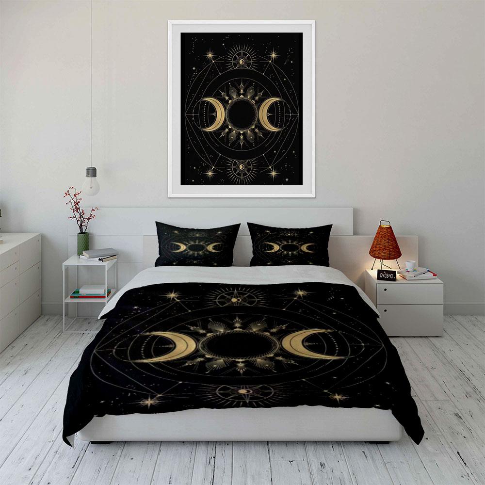 Moon phases and stars. Bedding sets Duvet cover sets Duvet covers Pillowcases(1*Duvet Cover 2*Pillowcases without duvet insert)