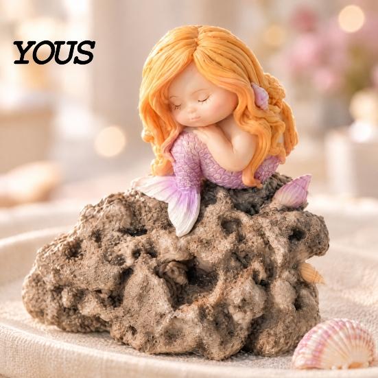 Small Ornaments for Office Desk Sleeping Mermaid Figurine, Resin Cute Statue, Mini Ornament Desktop, Decorative Statues Birthday Car Interior,