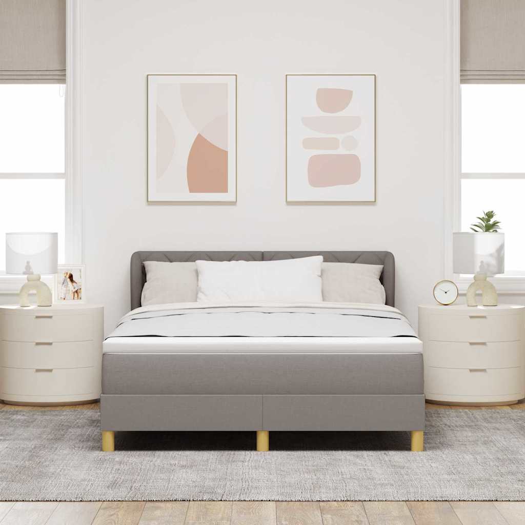 Boxspring Bed with Headboard Taupe 140 X 200 Cm Fabric