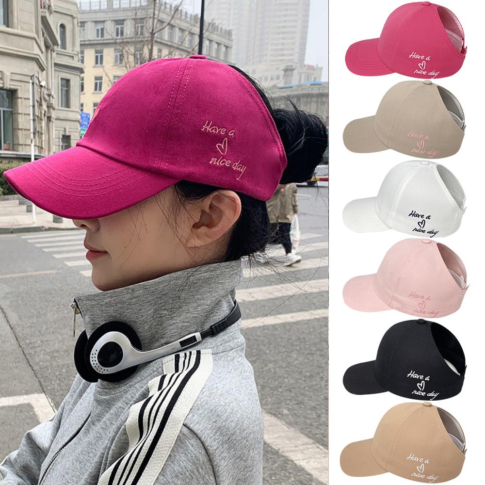 New High Ponytail Baseball Cap for Women Embroidery Summer Sun Hat Hollow Top Snapback Hat Casual Hip Hop Hats Women Sports Caps