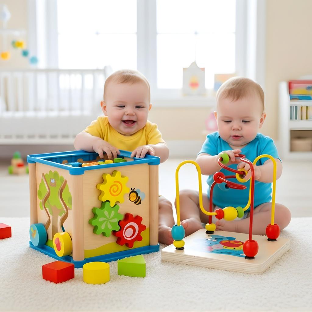 Dřevěná Montessori vzdělávací kostka s bludištěm Hračka Narozeninový dárek