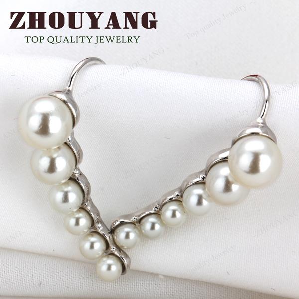 

Imitation Pearl Climbing Earrings For Women Top Quality Lady Style Rose Gold Color Fasshio Jewelry Ear Clips Wholesale E504