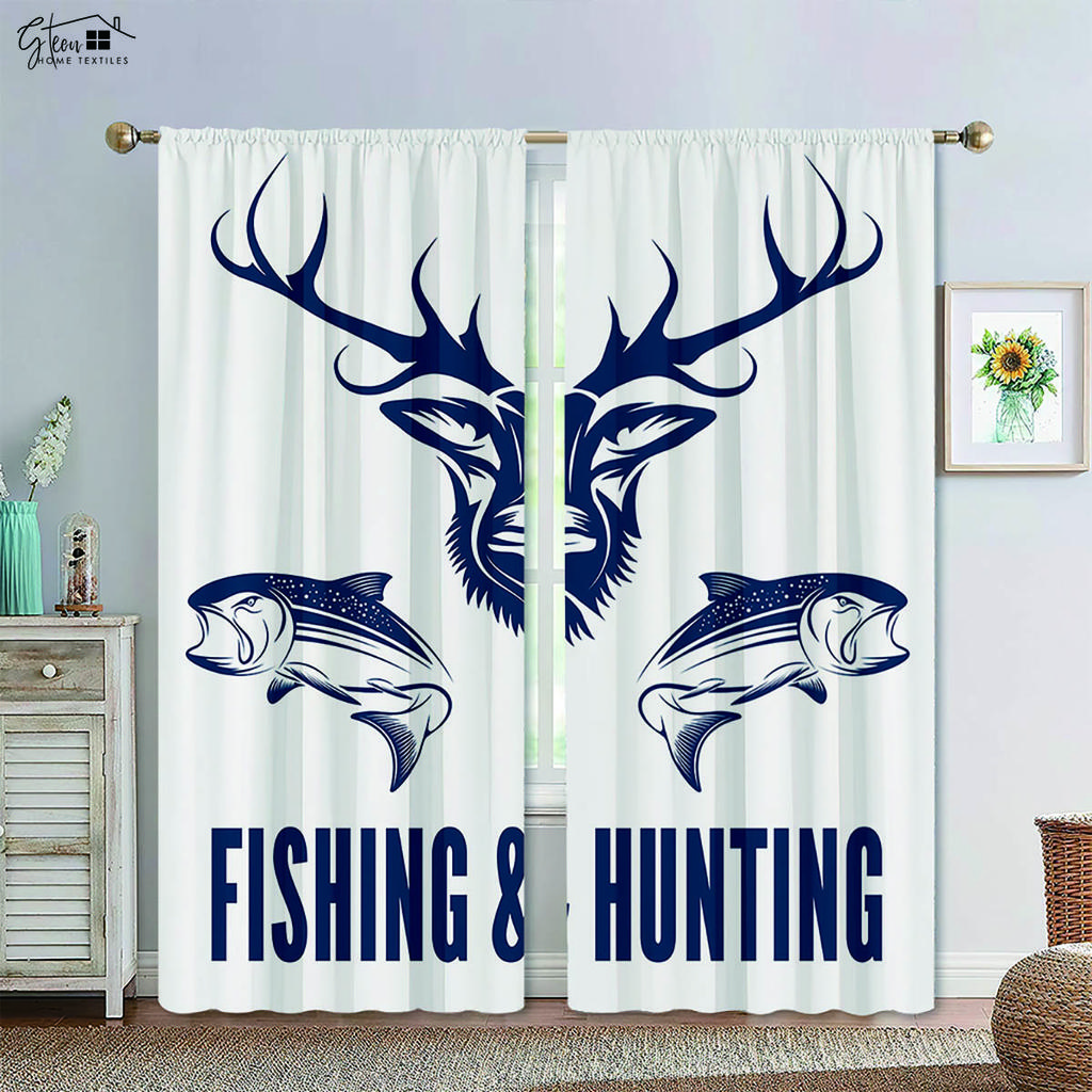 Cartoon Animal Curtains Pet Cat Dog Lion Leopard Elephant Giant Panda Fox Monkey Rabbit Penguin Whale Children's Printed Curtain