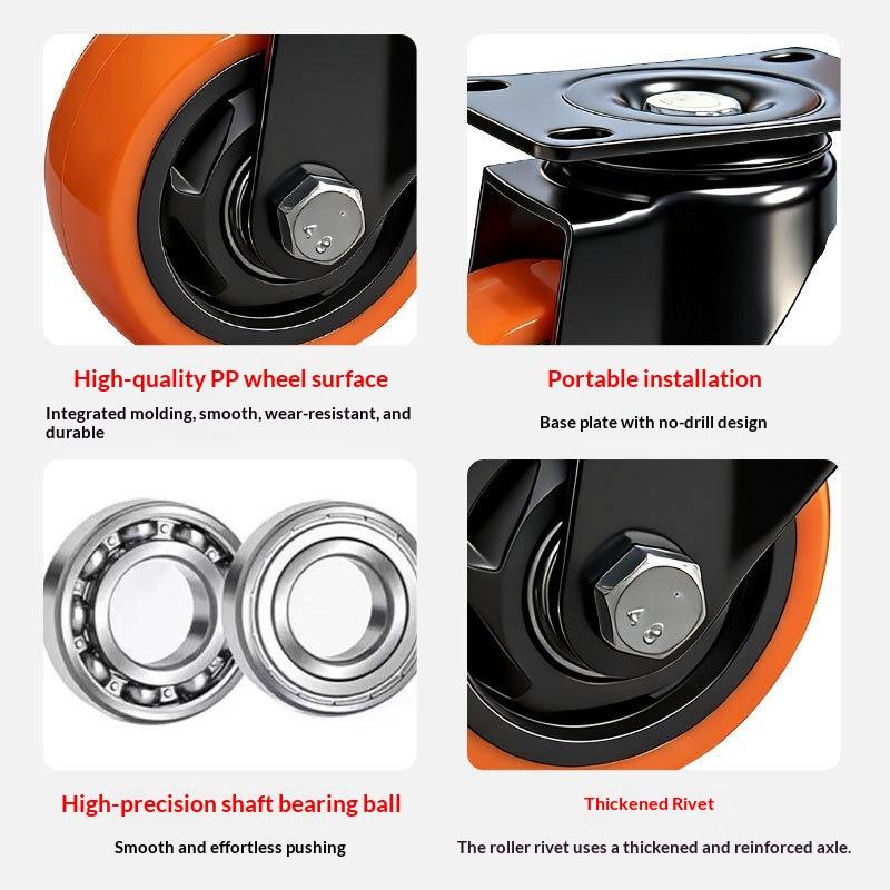 1.5 Inch Swivel Castor Wheels 2/4Pcs Shock Absorbent Rubber Brake for Trolley Indoor Furniture