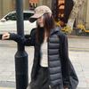Light and thin ribs cotton clothes women's slim and versatile hooded short splicing cotton-padded clothes women's new coats age reduction