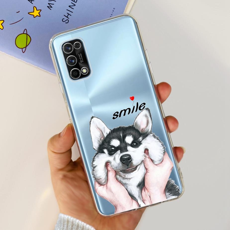 For Realme 7 Pro Case RMX2170 Cute Cat Flowers Painted Cover Clear Silicone Soft TPU Phone Case For Realme 7 Pro Realme7 5G Bags