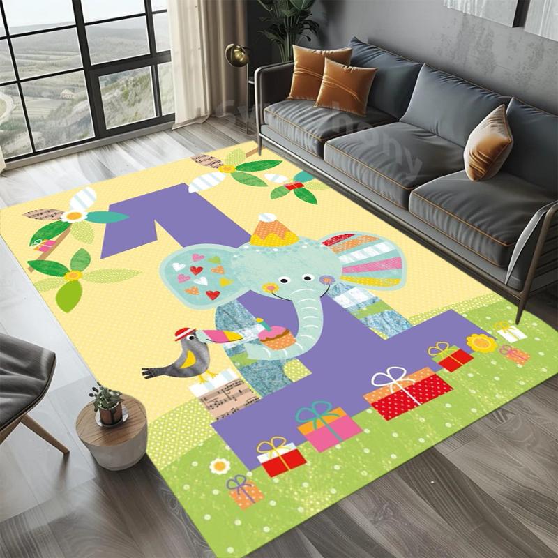 

Colorful Number Celebration Rectangular Area Rug for Bedroom Living Room Non Slip Washable Floor Mat Home Decorative Soft Carpet 40X60CM