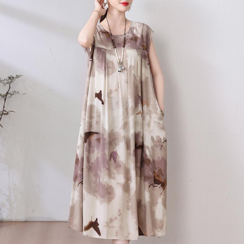 Rochie Vintage Vara Marime Plus Femeie Oversize Largi Fara Maneci Casual Elegant Rochii Lungi