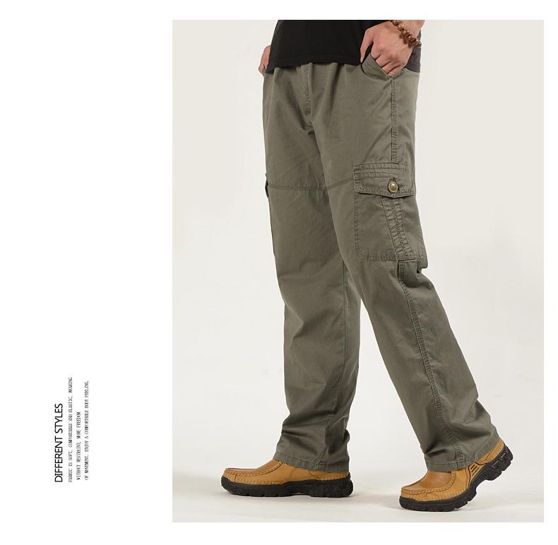 Men's Spring Elastic Waist Work Pants - Straight Leg, Loose Fit, Plus Size, Casual Long Pants for Middle-Aged and Elderly