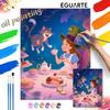 Tea Party Cat Girl Fantasy Digital Oil Painting Art Painting Handmade Diy Home Decorations