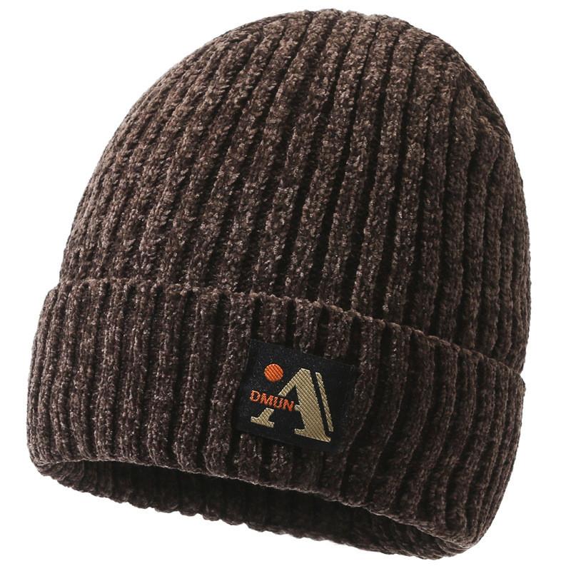 Letter A Printing Beanie Caps Solid Color Knitted Hat Windproof Fashion Gifts