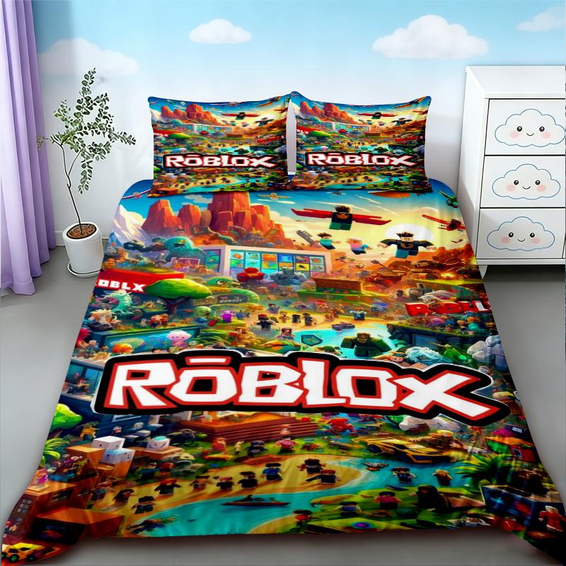 Kids Gifts Roblox Duvet Cover Cartoon Roblox Bedding Set Breathable Comfortable Quilt Cover For Bedroom Decor Dormitory
