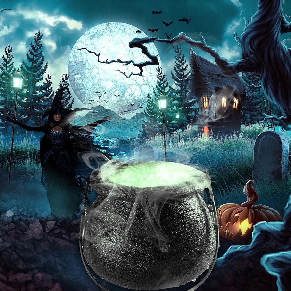 Fog Machine Light LED Water Fountain Fogger Smoke Machine Halloween Decoration Witch Pot Fog Maker