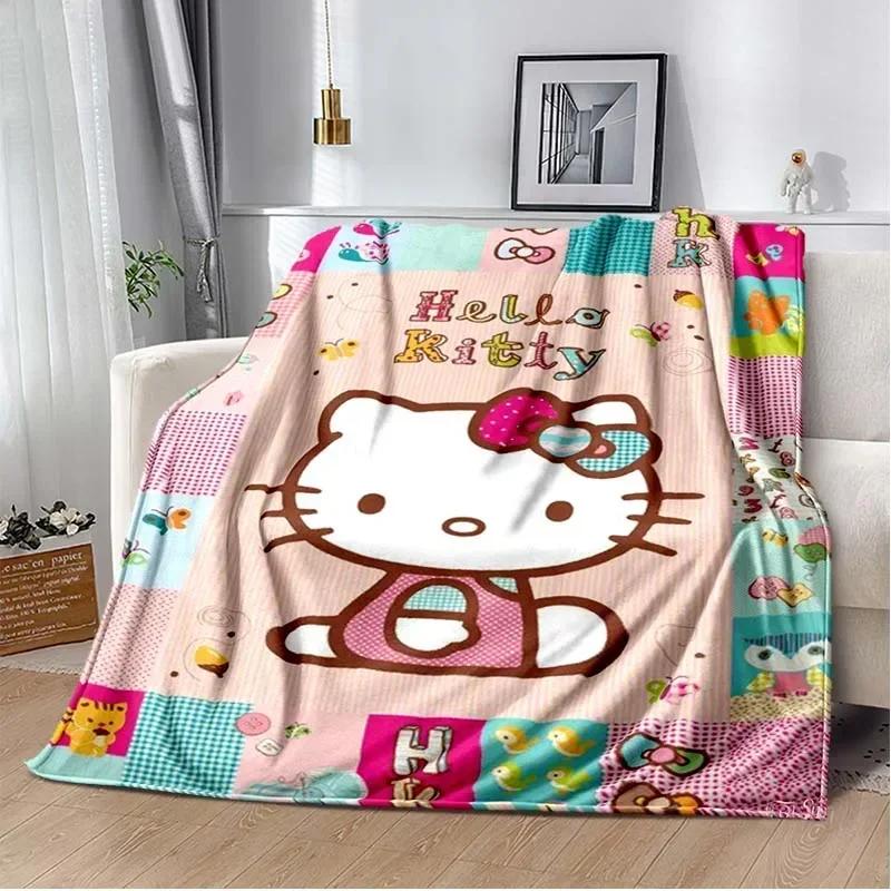HelloKitty Cartoon Anime Kawaii Blanket for Kids Super Soft Cute Blanket for Travel Bedding Couch Sofa Bed Blanket Birthday Gift