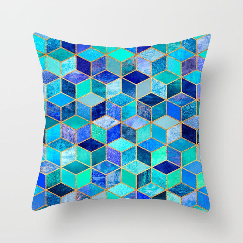 20 New Pink Marble Geometric Pillowcase Marble Velvet Sofa Cushion Cover