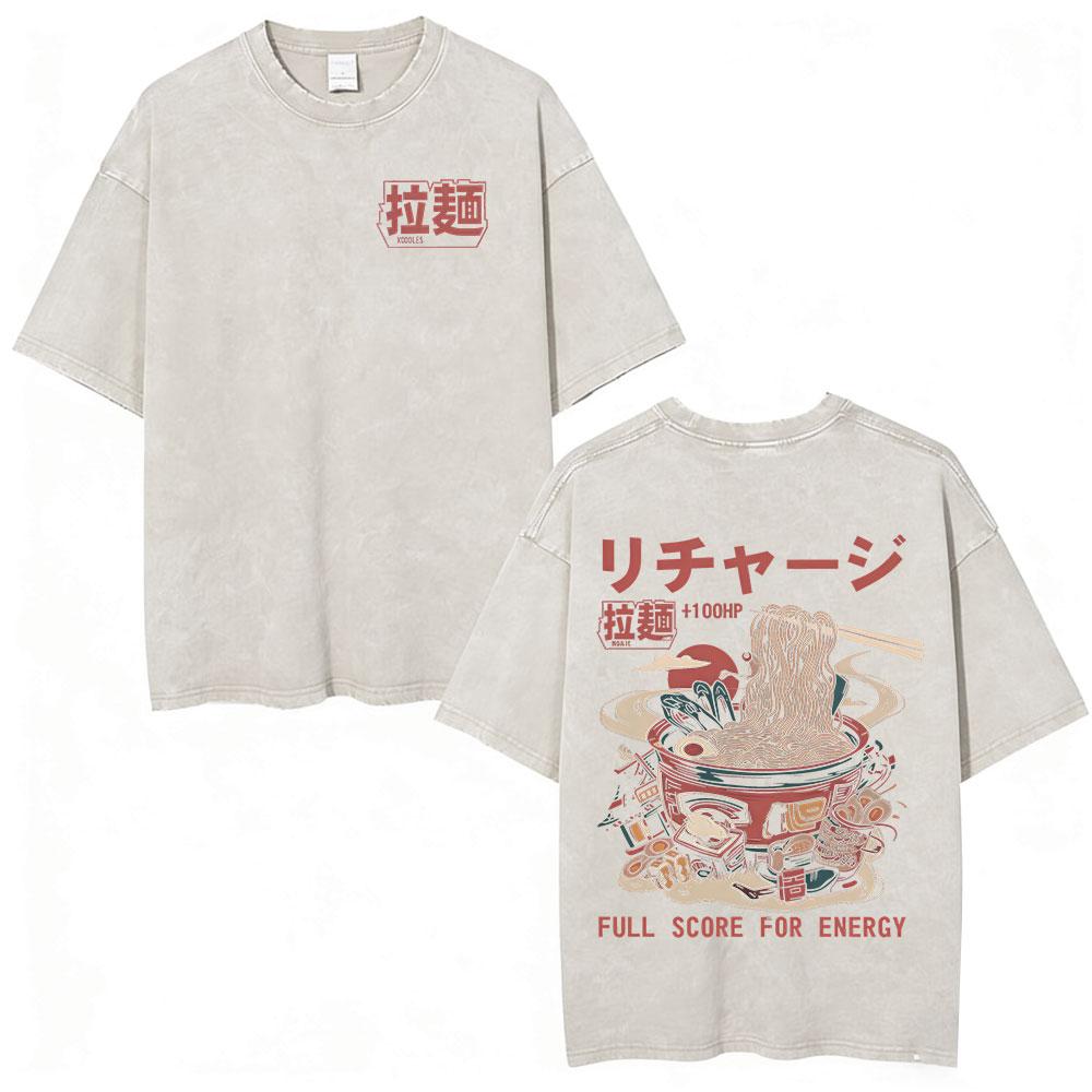 Vintage Japan Osaka Dotonbori Krabben Stadtbild Grafik T-Shirts Herren Gewaschen Mode Übergroßes Baumwoll-T-Shirt Unisex Streetwear