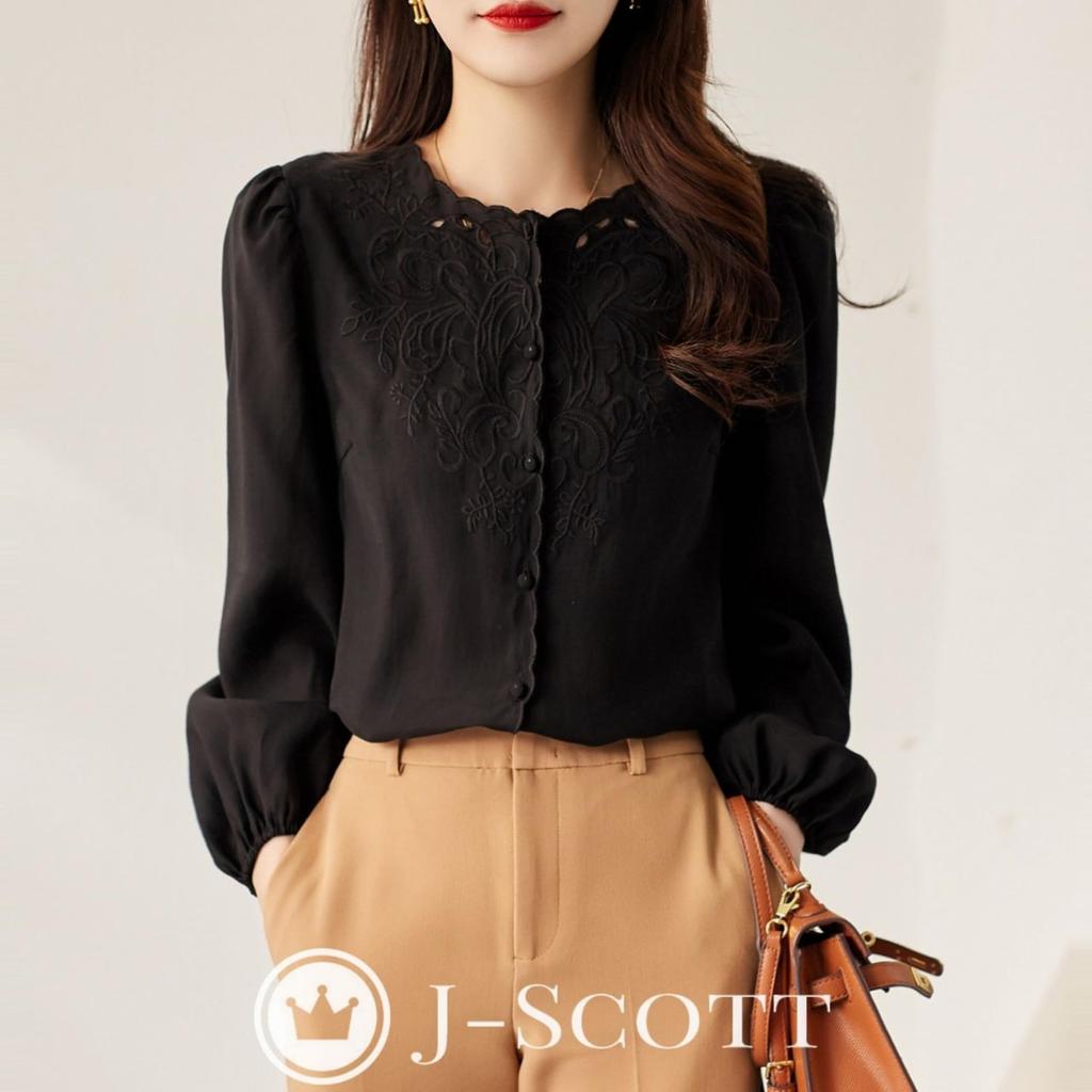 Embroidered Chiffon Botanical Puff Long Covered Chiffon Electric Neat Summer No Ironing No Design Looks Covers Body Chiffon Shirt Chiffon Blouse Mix